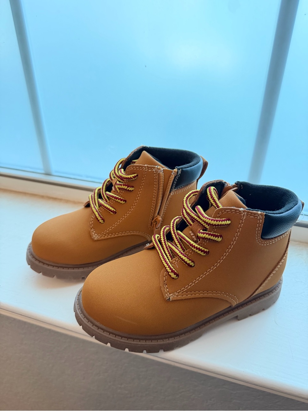 Carter's Tan Lace-Up Kids Ankle Boots with Black Collar
